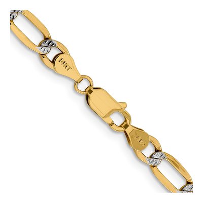 14K Yellow Gold 5.25mm Semi-Solid Pave Figaro Chain – view 3