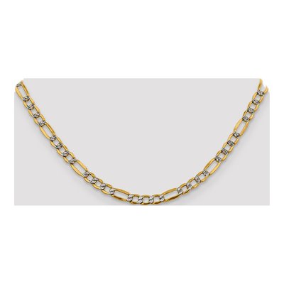 14K Yellow Gold 5.25mm Semi-Solid Pave Figaro Chain – view 4