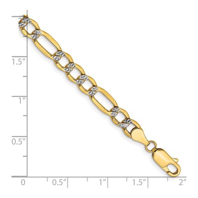 14K Yellow Gold 5.25mm Semi-Solid 8-inch Figaro Chain Bracelet – view 2