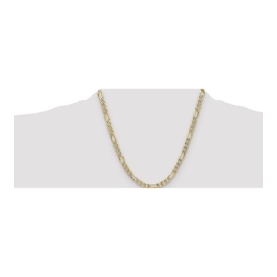 14K Yellow Gold 6.5mm Semi-Solid Pave Figaro Chain – view 4