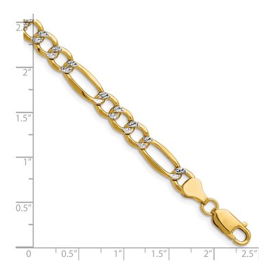 14K Yellow Gold 6.5mm Semi-Solid Pave Figaro Chain Bracelet – view 2
