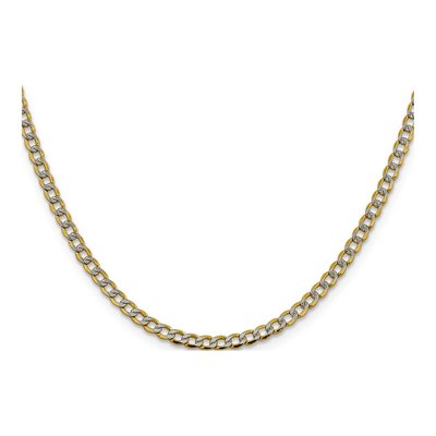 14K Yellow Gold 3.4mm Semi-Solid Pave Curb Chain – view 2