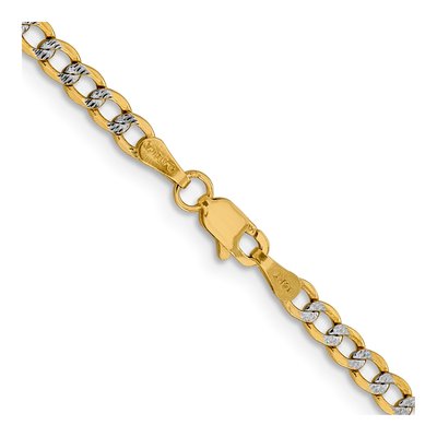 14K Yellow Gold 3.4mm Semi-Solid Pave Curb Chain – view 3