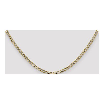 14K Yellow Gold 3.4mm Semi-Solid Pave Curb Chain – view 4