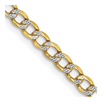 14K Yellow Gold 3.4mm Semi-Solid Pave Curb Chain