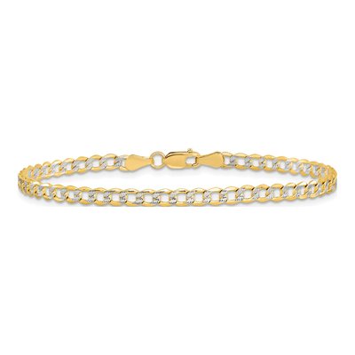 14K Yellow Gold 3.4mm Semi-Solid Curb Chain Bracelet – view 3
