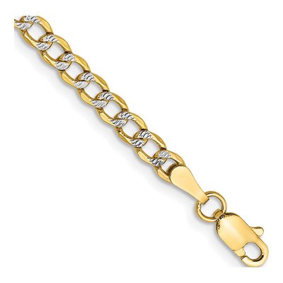 14K Yellow Gold 3.4mm Semi-Solid Curb Chain Bracelet