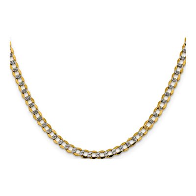 14K Yellow Gold 4.3mm Semi-Solid Pave Curb Chain – view 2