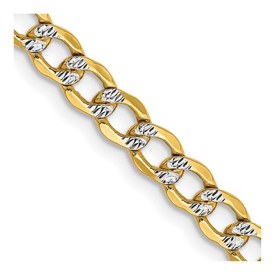 14K Yellow Gold 4.3mm Semi-Solid Pave Curb Chain