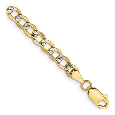 14K Yellow Gold 4.3mm Semi-Solid Curb Chain Bracelet
