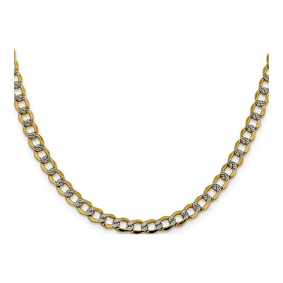 14K Yellow Gold 5.2mm Semi-Solid Pave Curb Chain – view 2