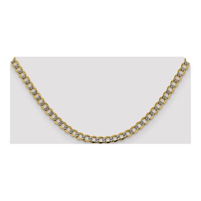14K Yellow Gold 5.2mm Semi-Solid Pave Curb Chain – view 4
