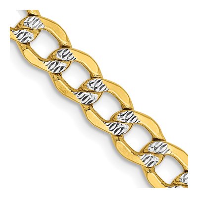 14K Yellow Gold 5.2mm Semi-Solid Pave Curb Chain