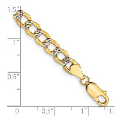 14K Yellow Gold 5.2mm Semi-Solid Pave Curb Chain Bracelet – view 2