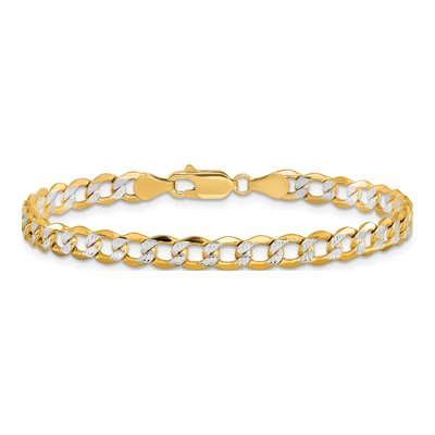 14K Yellow Gold 5.2mm Semi-Solid Pave Curb Chain Bracelet – view 3