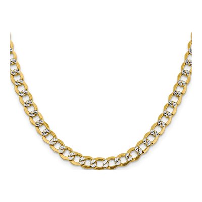 14K Yellow Gold 6.75mm Semi-Solid Pave Curb Chain – view 2