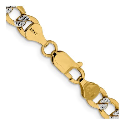 14K Yellow Gold 6.75mm Semi-Solid Pave Curb Chain – view 3