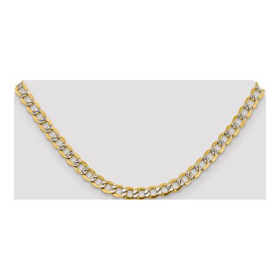 14K Yellow Gold 6.75mm Semi-Solid Pave Curb Chain – view 4