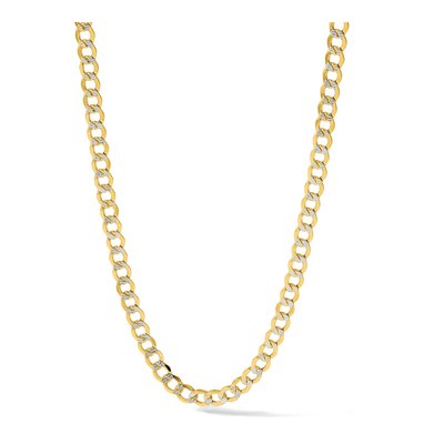 14K Yellow Gold 6.75mm Semi-Solid Pave Curb Chain – view 5