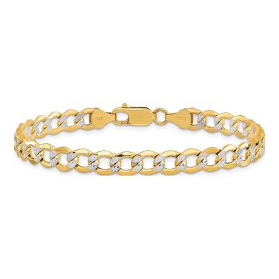 14K Yellow Gold 6.75mm Semi-Solid Pave Curb Chain Bracelet – view 2