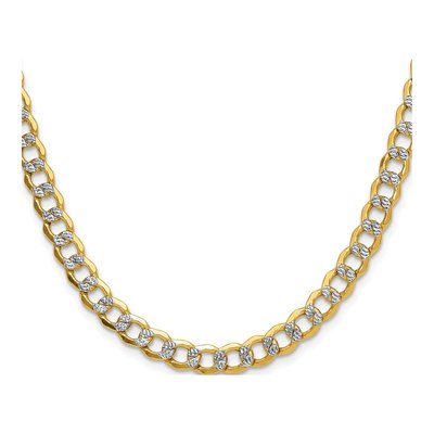 14K Yellow Gold 7.1mm Semi-Solid Pave Curb Chain – view 2