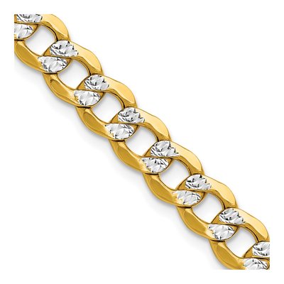 14K Yellow Gold 7.1mm Semi-Solid Pave Curb Chain