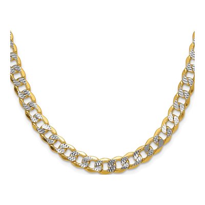 14K Yellow Gold 7.75mm Semi-Solid Pave Curb Chain – view 2