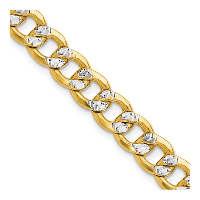 14K Yellow Gold 7.75mm Semi-Solid Pave Curb Chain