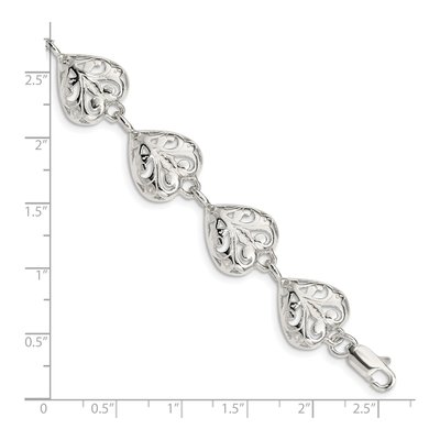 Sterling Silver Filigree Heart Bracelet – view 4