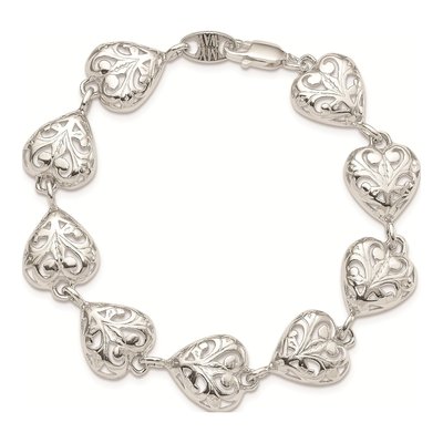 Sterling Silver Filigree Heart Bracelet – view 5