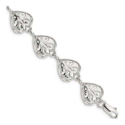 Sterling Silver Filigree Heart Bracelet
