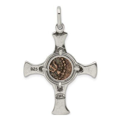Sterling Silver Widow's Mite Coin Cross Pendant – view 4