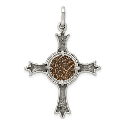 Sterling Silver Widow's Mite Coin Cross Pendant – view 4