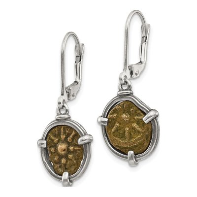 Sterling Silver Widow's Mite Coin Leverback Earrings – view 3