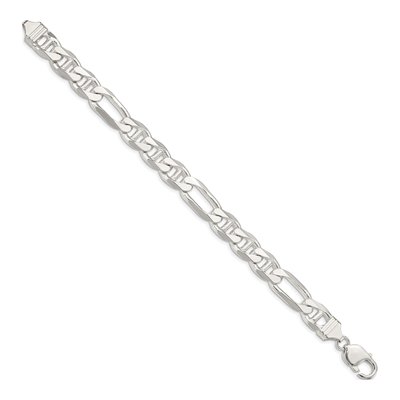 Sterling Silver 10.65mm Figaro Anchor Chain Bracelet – view 2