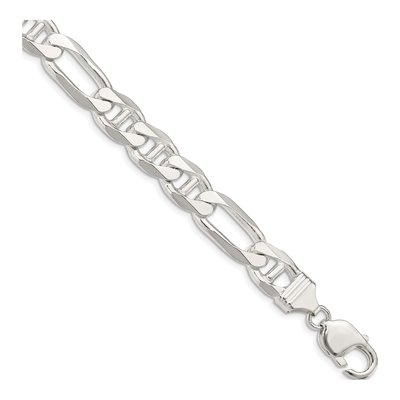Sterling Silver 10.65mm Figaro Anchor Chain Bracelet