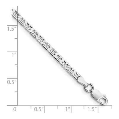 Sterling Silver 3mm Flat Anchor Chain Bracelet – view 3