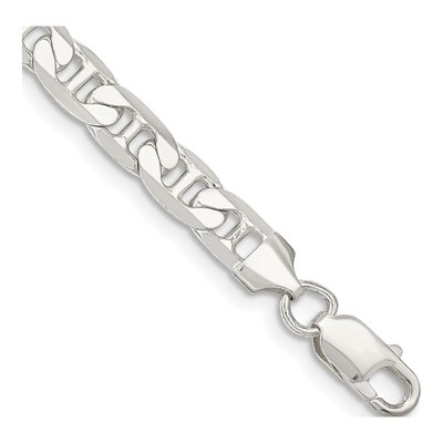 Sterling Silver 7mm Flat Anchor Chain Bracelet