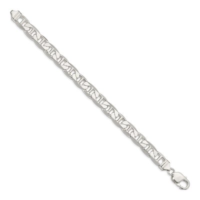 Sterling Silver 9.5mm Flat Anchor Chain Bracelet – view 2