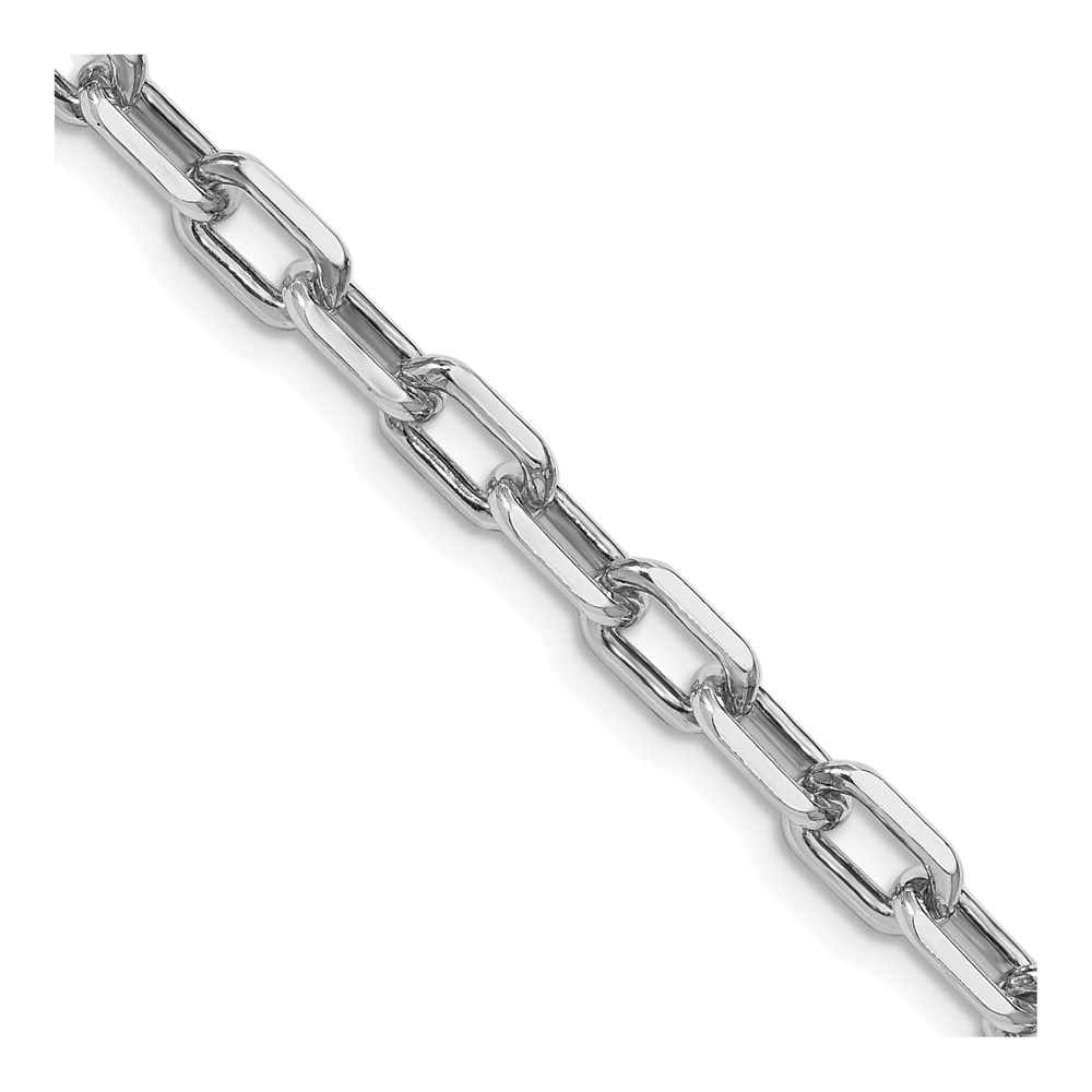 18 Inch Sterling Silver Rhodium-Plated 5.75mm Diamond-Cut Long Link Cable Chain Necklace with Lobster Clasp