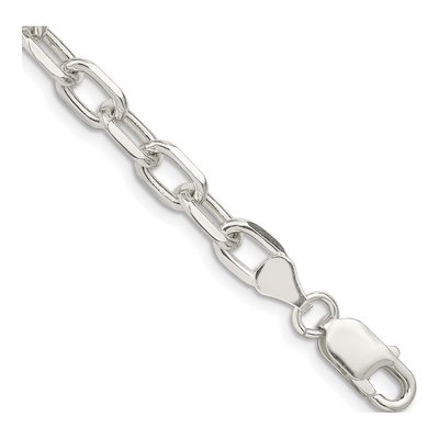 Sterling Silver 6.65mm Diamond-Cut Cable Chain Bracelet