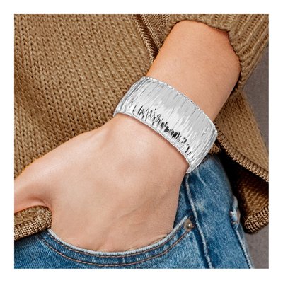 Sterling Silver Textured Cuff Bracelet – view 5