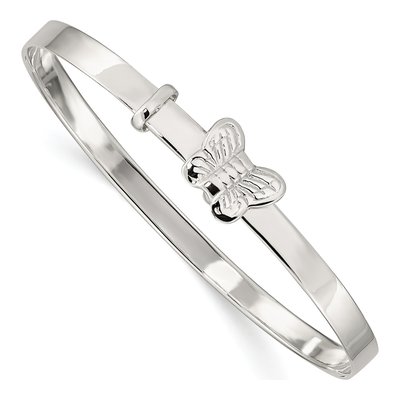 Sterling Silver Girls' Butterfly Adjustable Bangle Bracelet