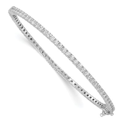 Sterling Silver CZ Hinged Bangle Bracelet