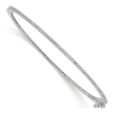 Sterling Silver CZ Hinged Bangle Bracelet