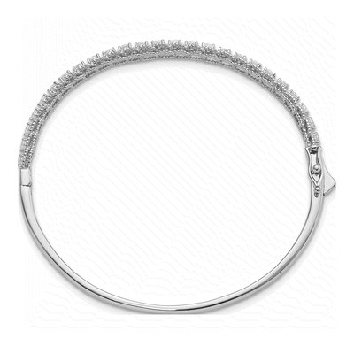 Sterling Silver CZ Hinged Bangle Bracelet – view 2
