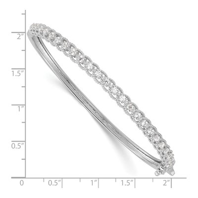 Sterling Silver CZ Hinged Bangle Bracelet – view 3