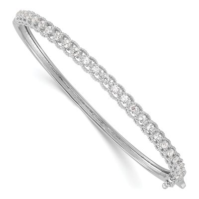 Sterling Silver CZ Hinged Bangle Bracelet