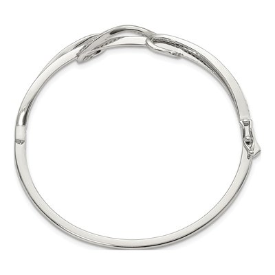 Sterling Silver CZ Hinged Bangle Bracelet – view 2