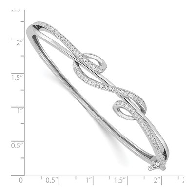 Sterling Silver CZ Hinged Bangle Bracelet – view 3